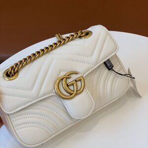 GG MARMONT MINI SHOULDER BAG - white leather
